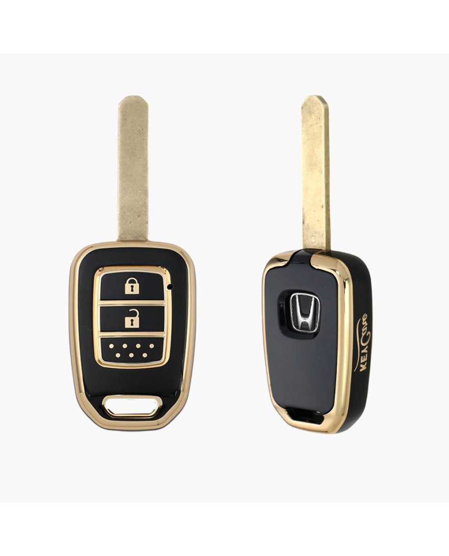 Keycare TPU Key Cover For Amaze, City, Jazz, WR-V 2 Button Smart Key | TP33 | GoldBLack Finish