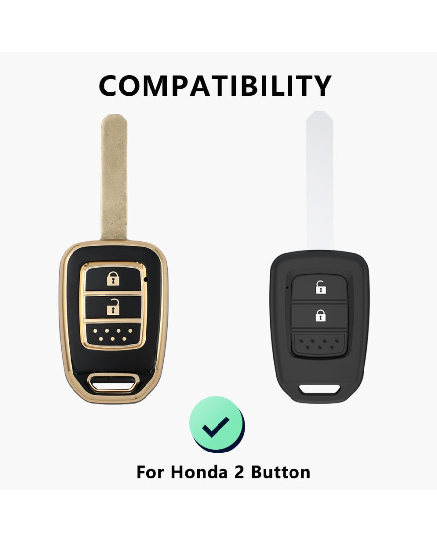 Keycare TPU Key Cover For Amaze, City, Jazz, WR-V 2 Button Smart Key | TP33 | GoldBLack Finish