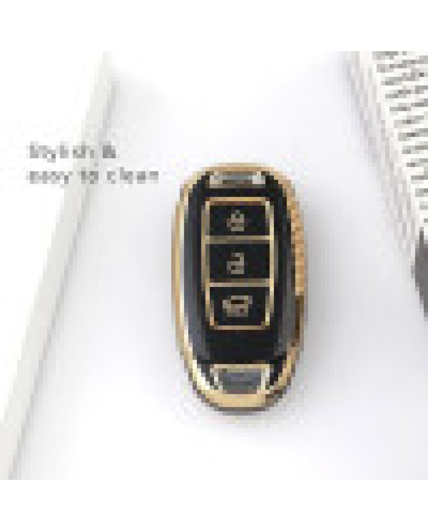 keycare TPU key cover for i20, Kona, Verna 3 button flip key | TP43 | Gold Black