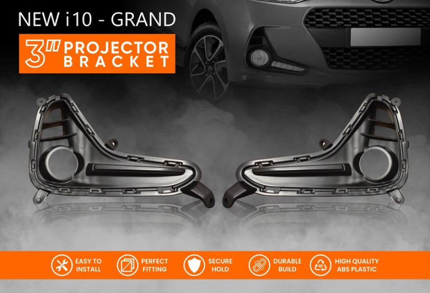 Carsutra BV 117 | New i10 Grand 3 inch Fog Lamp Projector Bracket | ABS Plastic Bracket