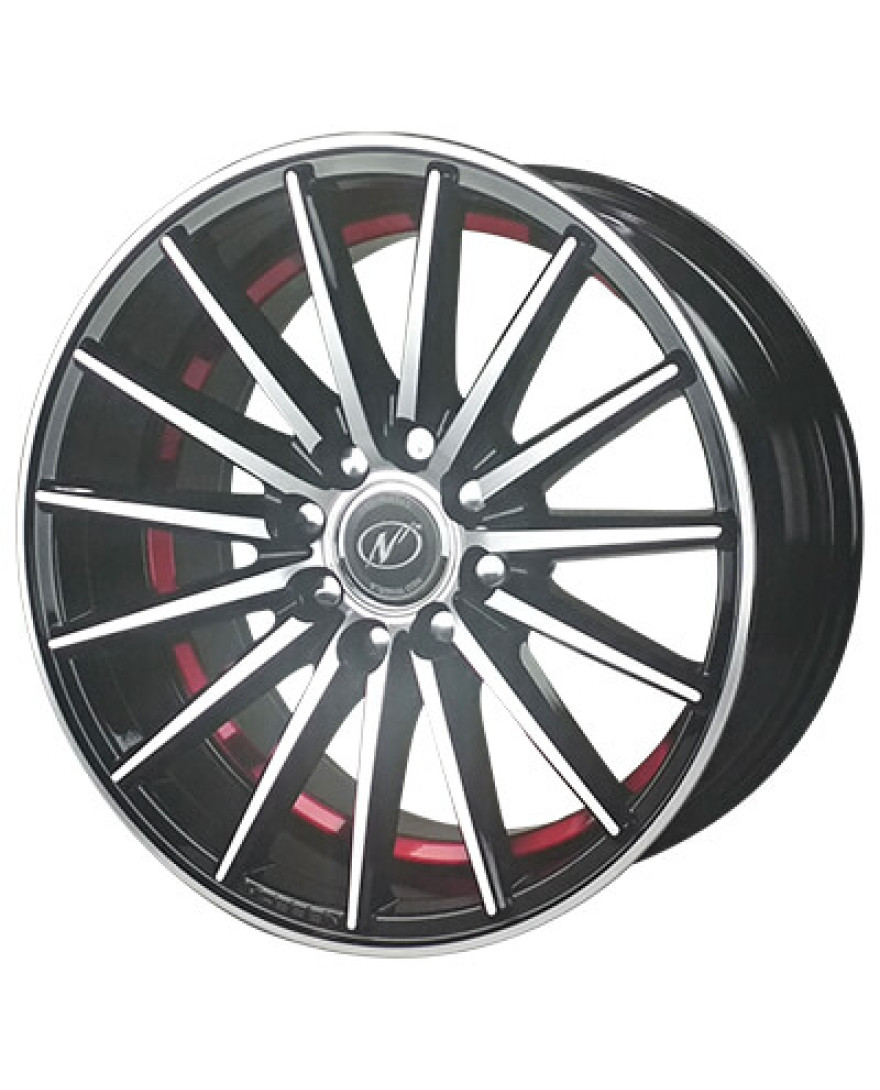 Fly 15Inch in Black Machined Undercut Red finish. The Size of alloy wheel is 15x7 inch and the PCD is 8x100/108 | SET OF 4