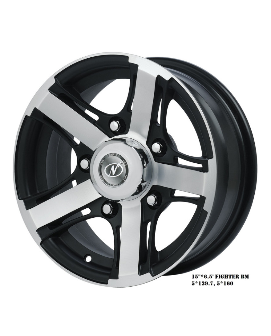 Fighter 15in BM finish The Size of alloy wheel is 15X6.5 inch and the PCD is 5X139.6(SET OF 4)