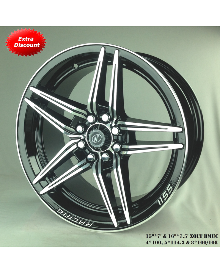 Xolt 15in BMUC finish. The Size of alloy wheel is 15x7 inch and the PCD is 5x114.3(SET OF 4)