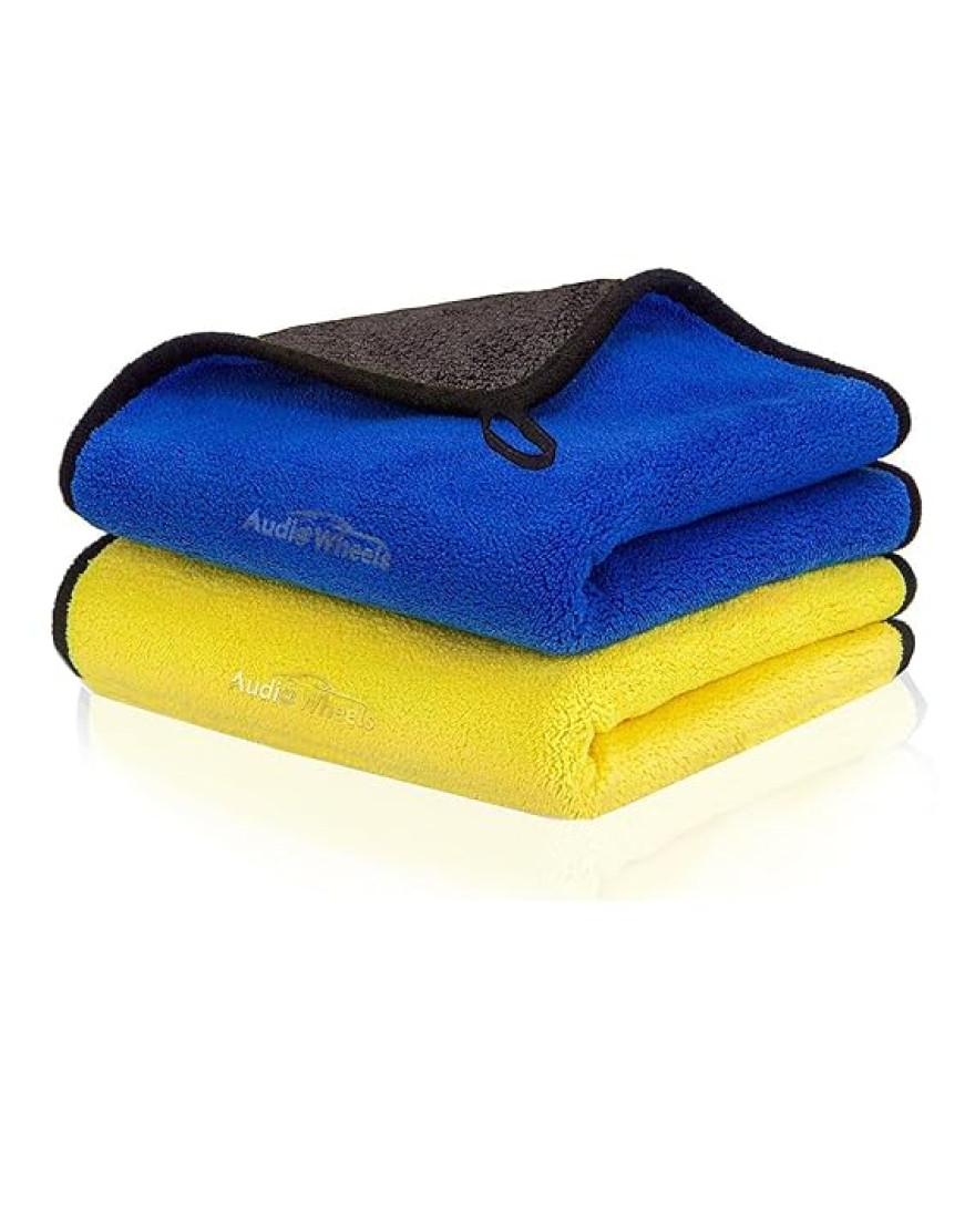 Audio Wheels Microfiber Towels for Cars, 2 Pack Soft and Absorbent Car Drying Towel, 24