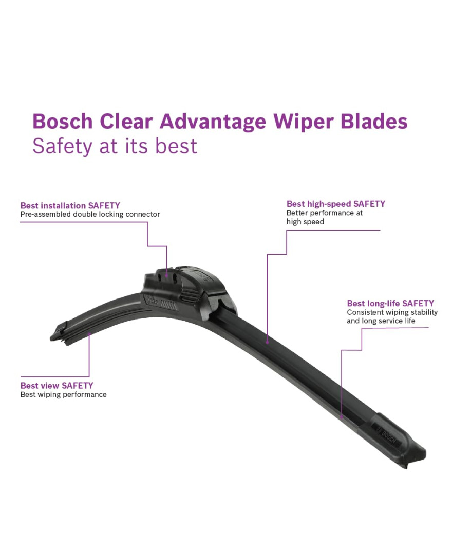 Bosch | Size 16 Inch | CLEAR Advantage Single | Flat Blade Performance Wiper Blade