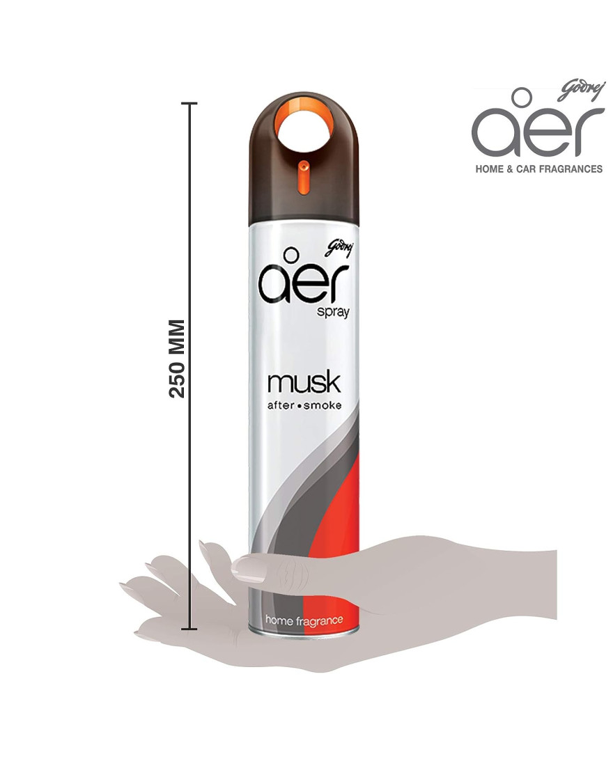 Godrej aer Spray | Room Freshener for Home And Office | MUSK AFTER SMOKE | 220 ml | Long Lasting Fragrance