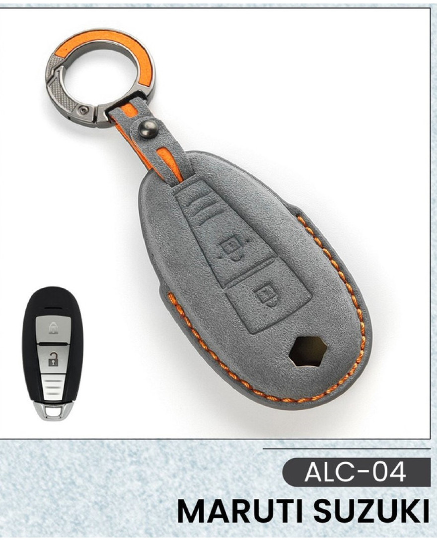 Alcantara Art Leather Key Cover for Maruti Suzuki Cars 2 Button Smart Key ALC 04