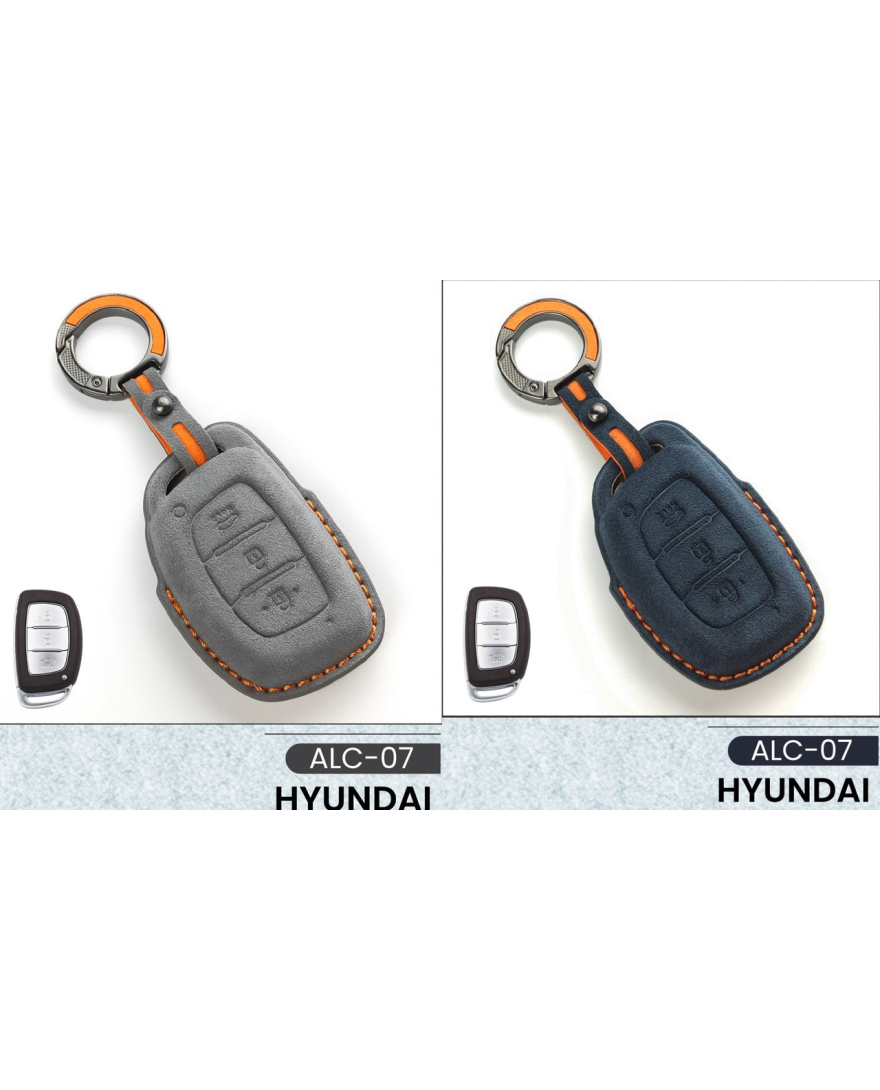 Alcantara Art Leather Key Cover for Hyundai Cars 3 Button Smart Key ALC 07