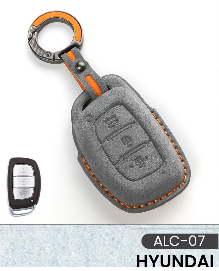 Alcantara Art Leather Key Cover for Hyundai Cars 3 Button Smart Key ALC 07