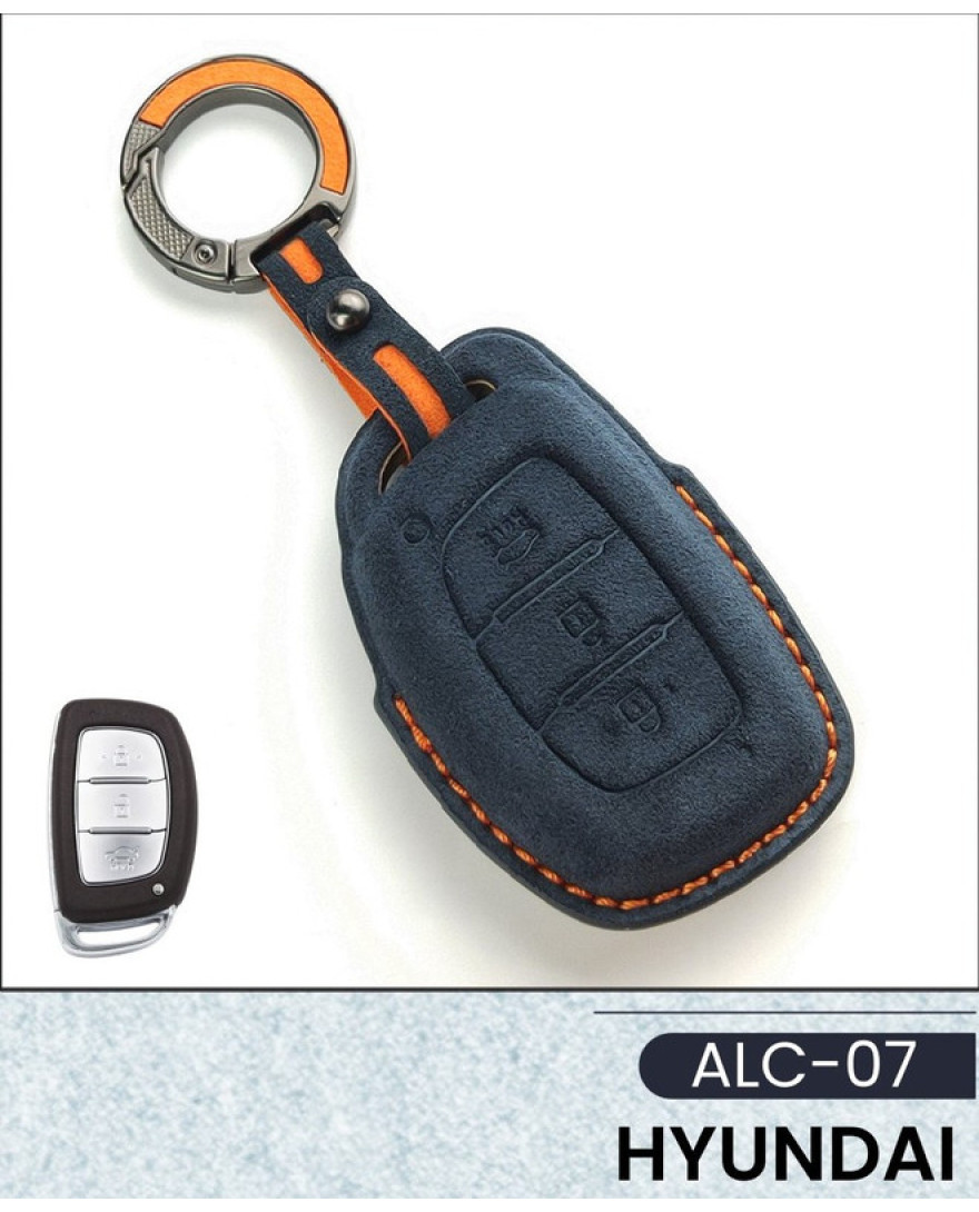 Alcantara Art Leather Key Cover for Hyundai Cars 3 Button Smart Key ALC 07