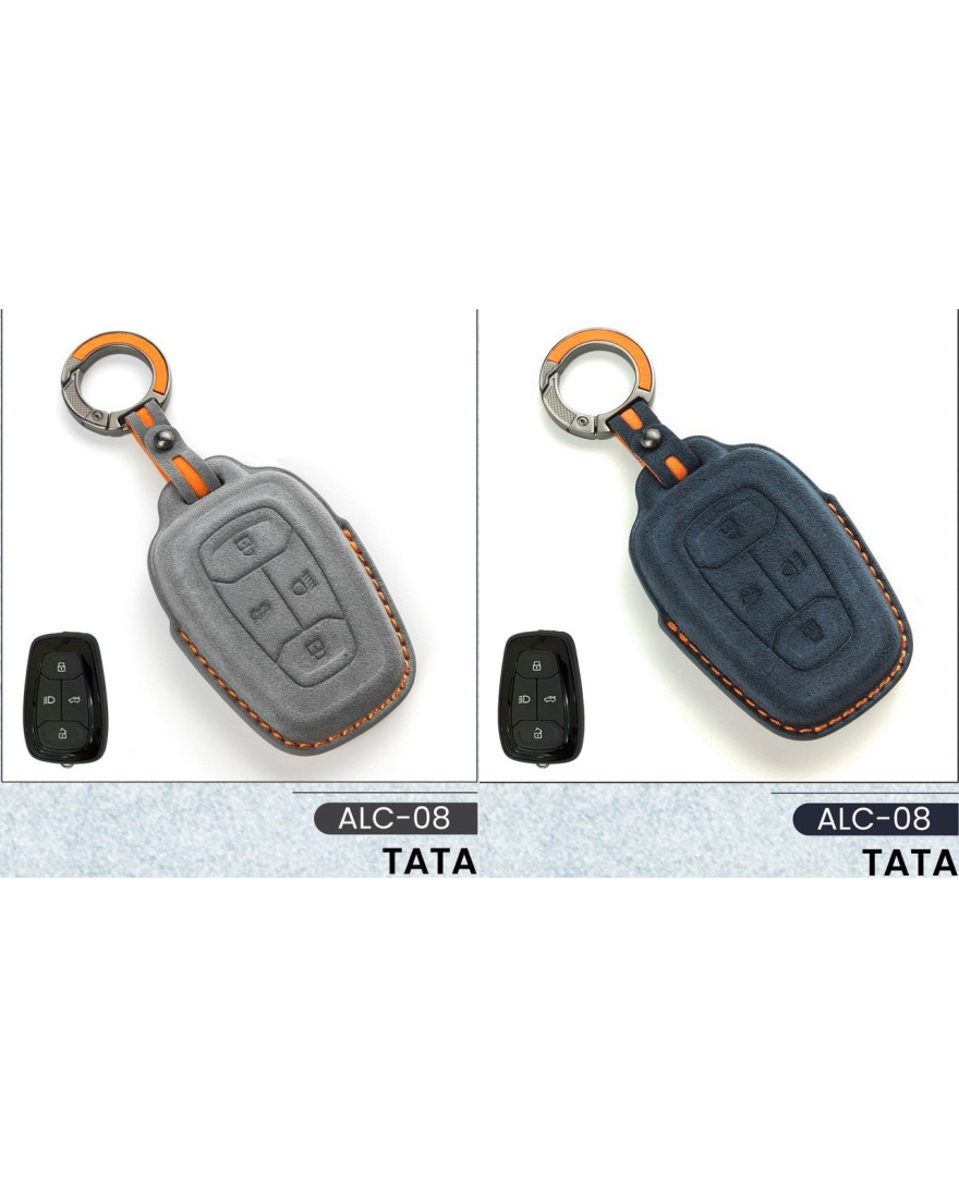 Alcantara Art Leather Key Cover for TATA Cars 4 Button Smart Key ALC 08