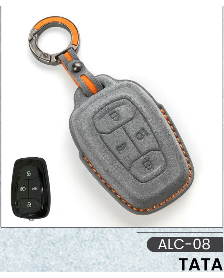 Alcantara Art Leather Key Cover for TATA Cars 4 Button Smart Key ALC 08