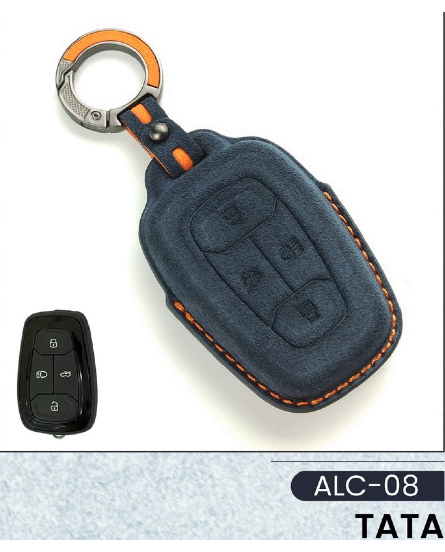 Alcantara Art Leather Key Cover for TATA Cars 4 Button Smart Key ALC 08