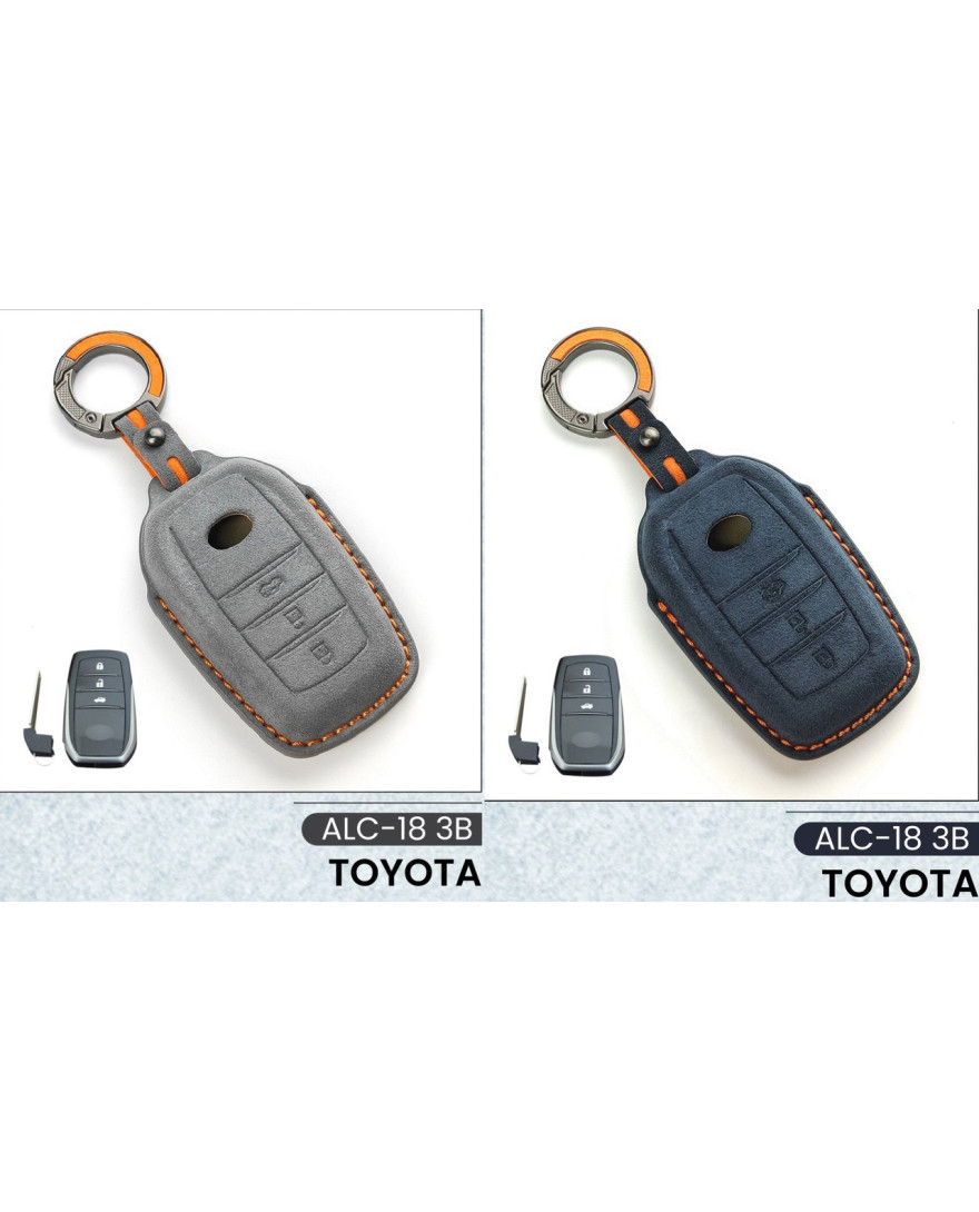 Alcantara Art Leather Key Cover for Toyota Cars 3 Button Smart Key ALC 18