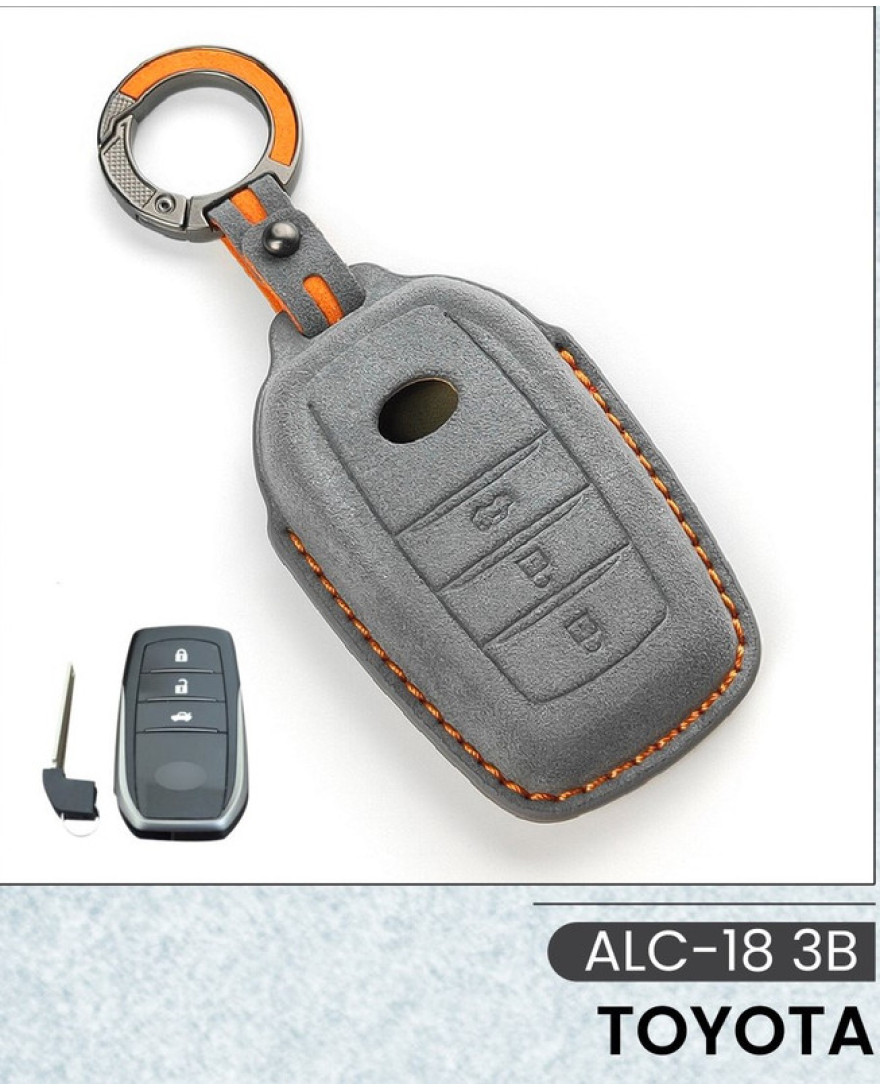 Alcantara Art Leather Key Cover for Toyota Cars 3 Button Smart Key ALC 18