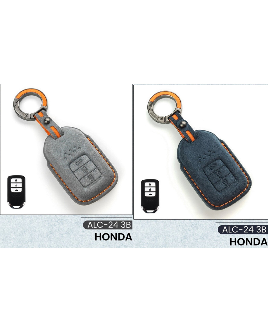 Alcantara Art Leather Key Cover for Honda Cars 3 Button Smart Key ALC 24