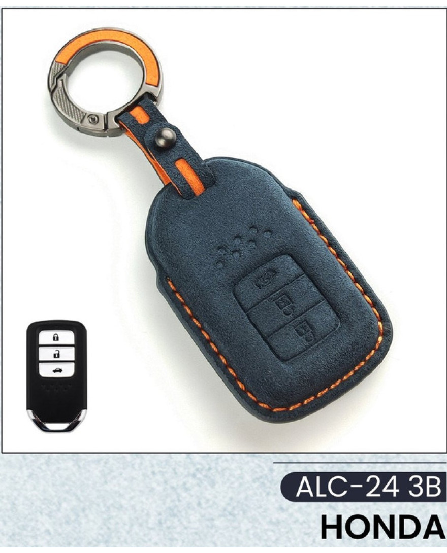 Alcantara Art Leather Key Cover for Honda Cars 3 Button Smart Key ALC 24