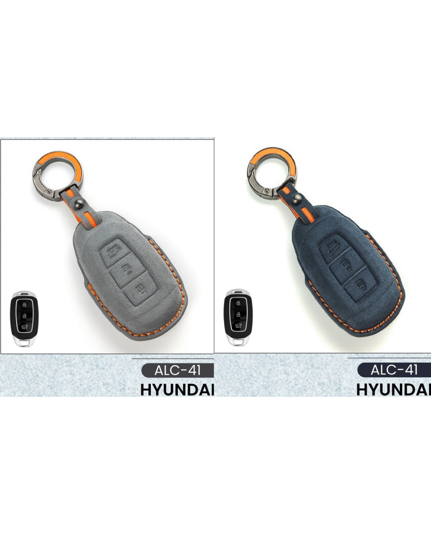 Alcantara Art Leather Key Cover for Hyundai Cars 3 Button Smart Key ALC 41