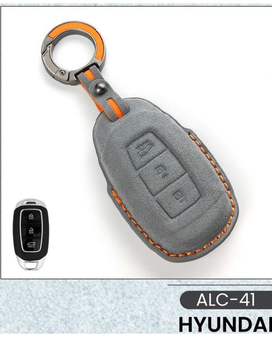 Alcantara Art Leather Key Cover for Hyundai Cars 3 Button Smart Key ALC 41