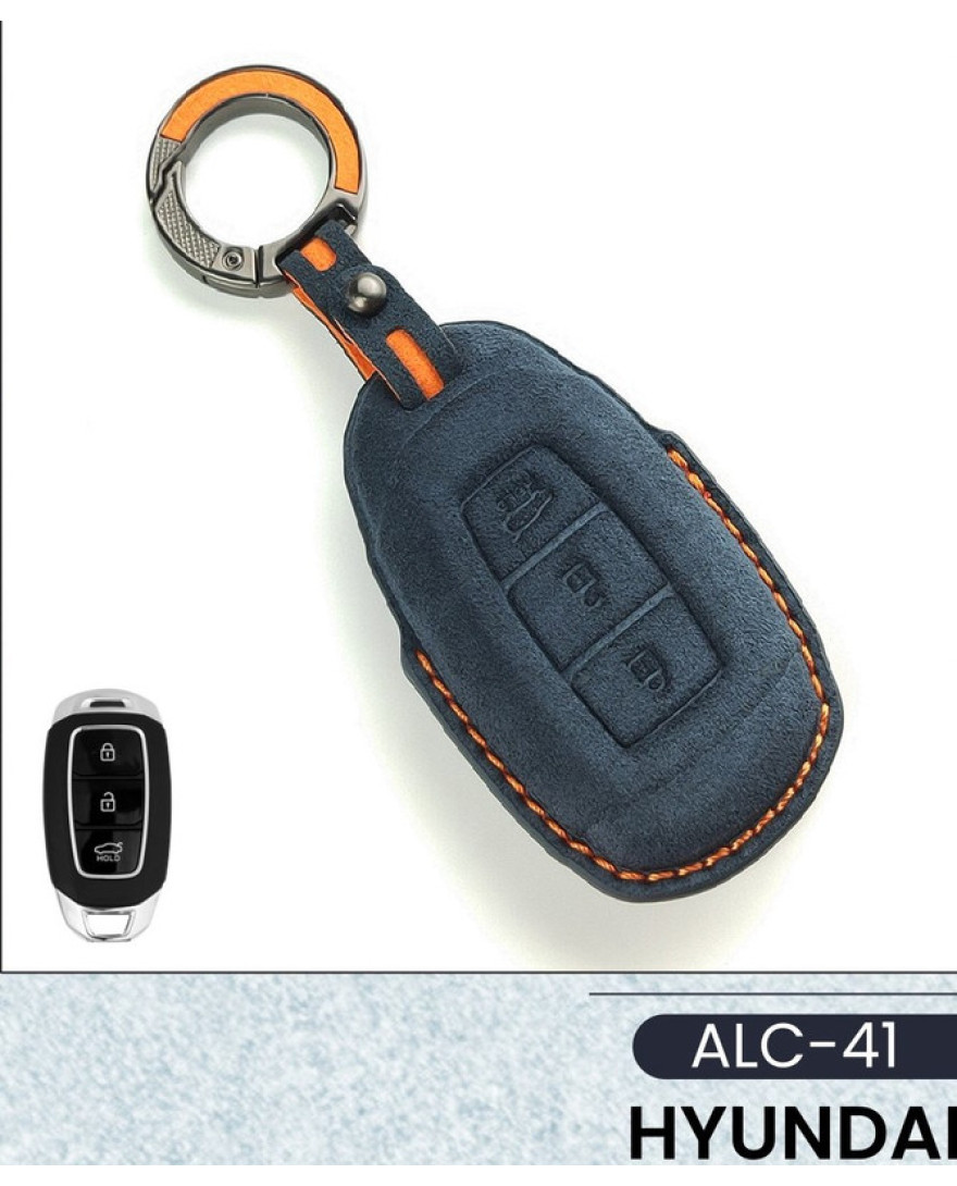 Alcantara Art Leather Key Cover for Hyundai Cars 3 Button Smart Key ALC 41