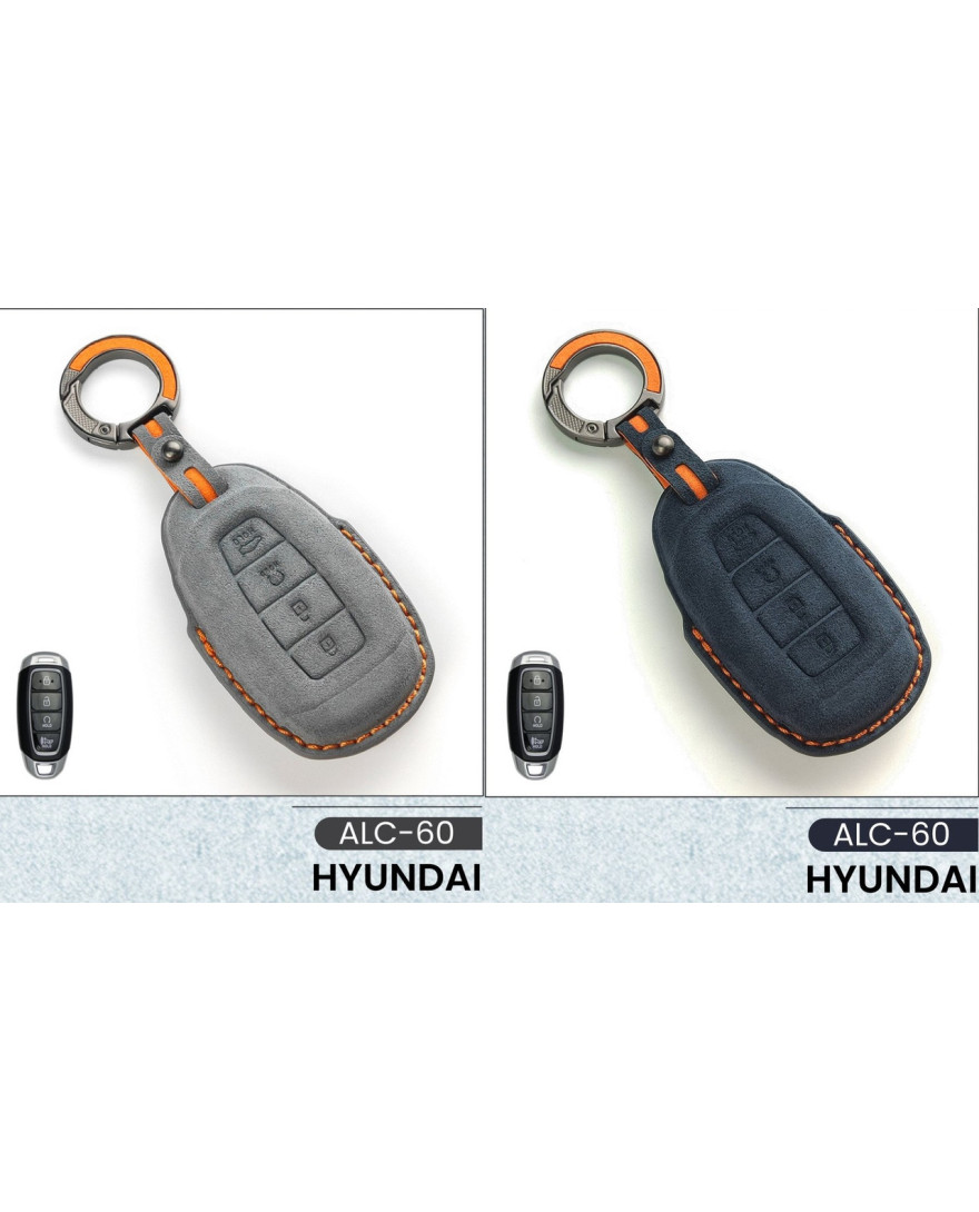 Alcantara Art Leather Key Cover for Hyundai Cars 4 Button Smart Key ALC 60