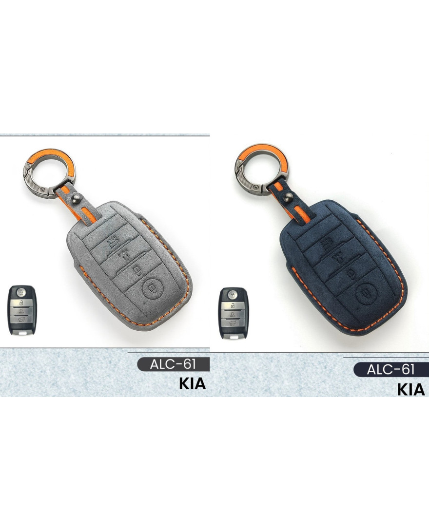 Alcantara Art Leather Key Cover for KIA Cars 4 Button Smart Key ALC 61