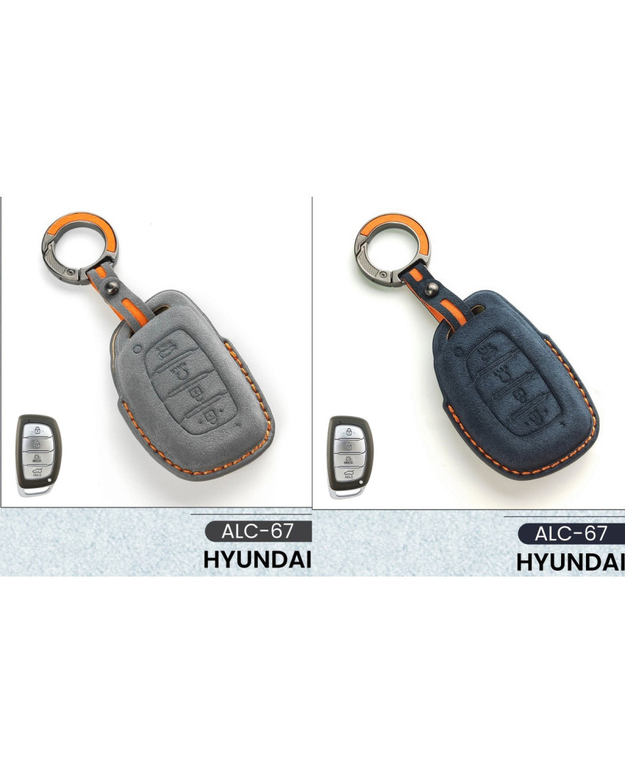 Alcantara Art Leather Key Cover for Hyundai Cars 4 Button Smart Key ALC 67