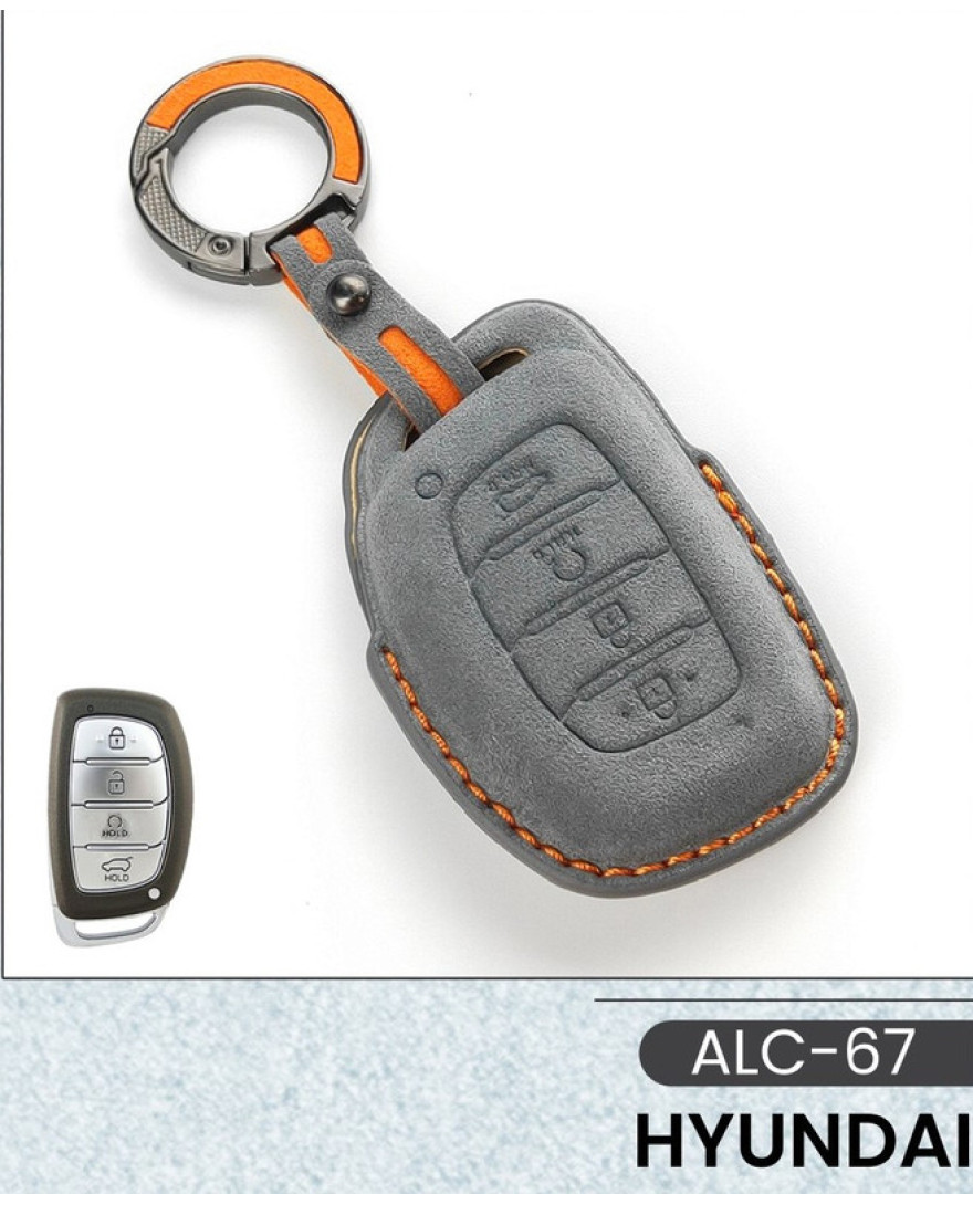 Alcantara Art Leather Key Cover for Hyundai Cars 4 Button Smart Key ALC 67