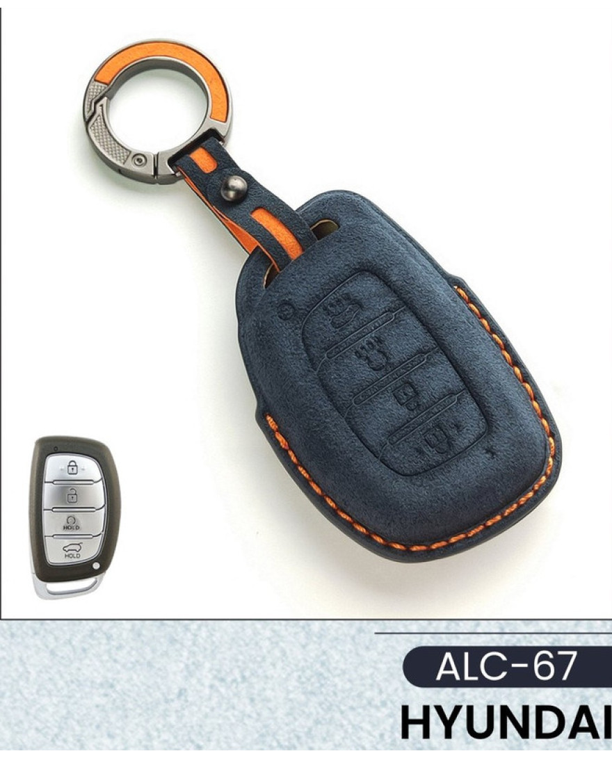 Alcantara Art Leather Key Cover for Hyundai Cars 4 Button Smart Key ALC 67