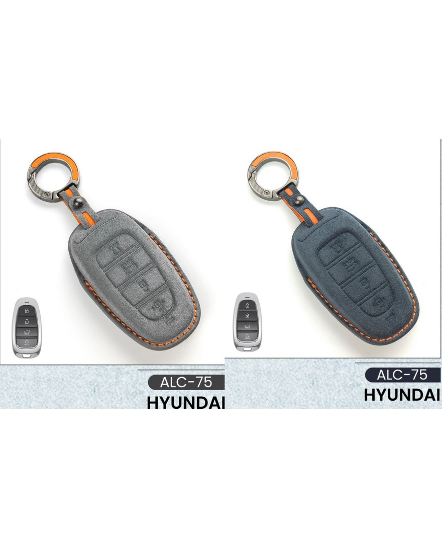 Alcantara Art Leather Key Cover for Hyundai Cars 4 Button Smart Key ALC 75