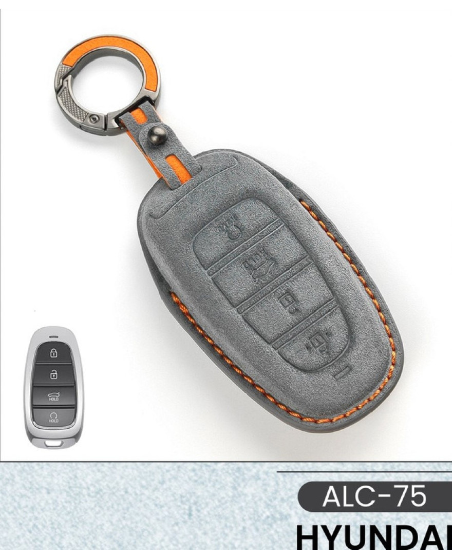 Alcantara Art Leather Key Cover for Hyundai Cars 4 Button Smart Key ALC 75