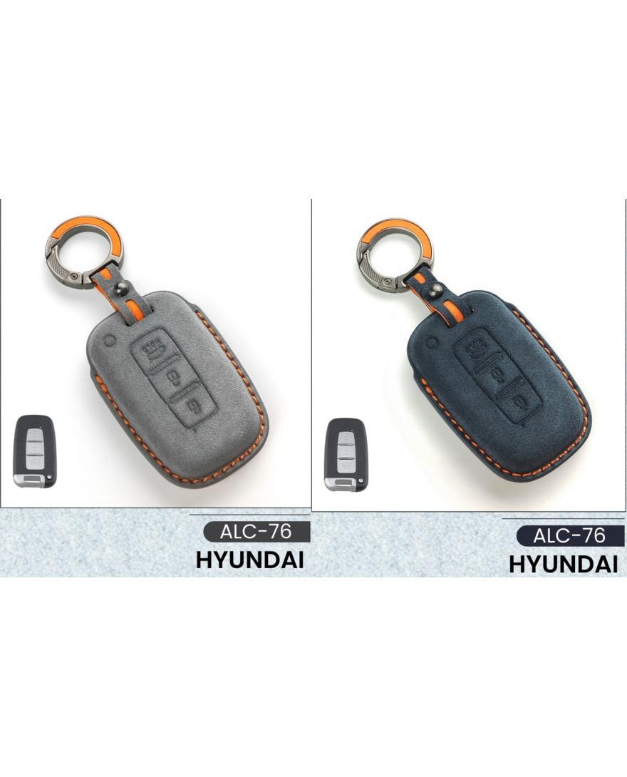 Alcantara Art Leather Key Cover for Hyundai Cars 3 Button Smart Key ALC 76