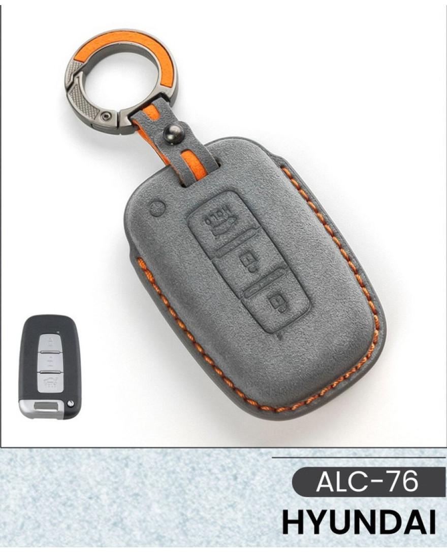 Alcantara Art Leather Key Cover for Hyundai Cars 3 Button Smart Key ALC 76