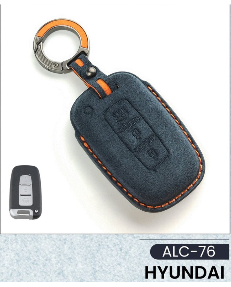 Alcantara Art Leather Key Cover for Hyundai Cars 3 Button Smart Key ALC 76