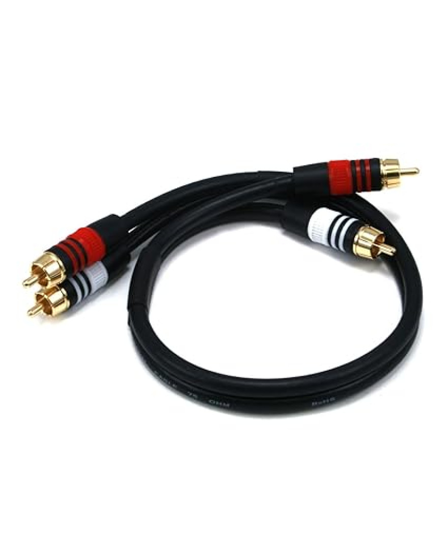 Global Byte RCA Cable 12 Inch for DSP Connectivity | AV-01RCA-12IN