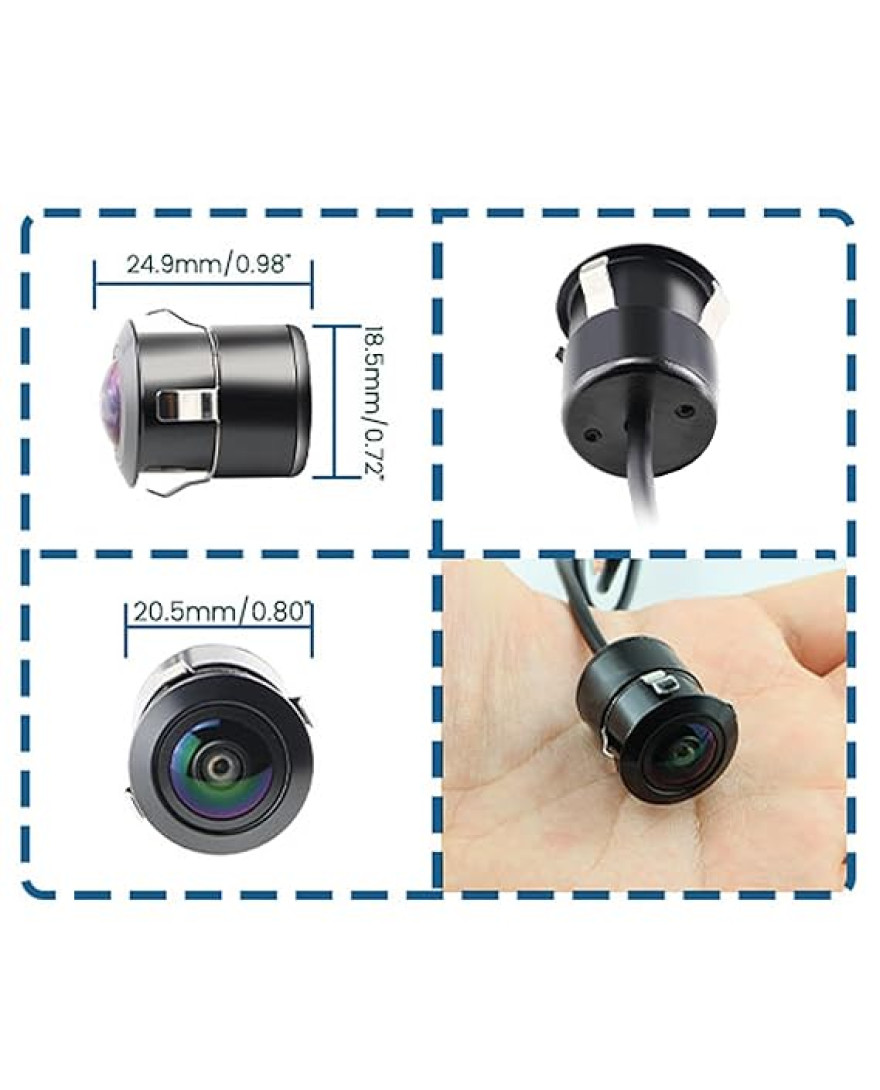 Audio Wheels Fisheye Lens AHD 720P Rear View Car Reverse Camera for Cars | 170° Wide Angle, Night Vision, and Water-Resistant. Compatible with Car Android Monitors for Effortless Reverse Parking.