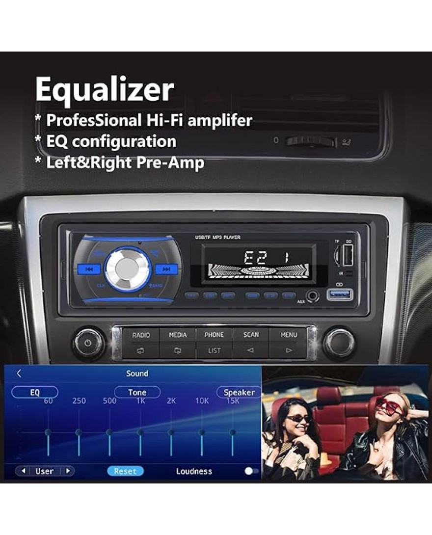 Audio Wheels Car Radio Bluetooth Single DIN Car Stereo Audio, MP3 Player Car Stereo 1 DIN with Bluetooth Handsfree/FM/Dual USB/TF/AUX/EQ/Quick Charge, with Wireless Remote Control | S 920