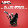 Blackcat BRAIDED 20AWG USB PD Type C To USB-C FAST CHARGER 3A+ Charging Cable 1m BLACK