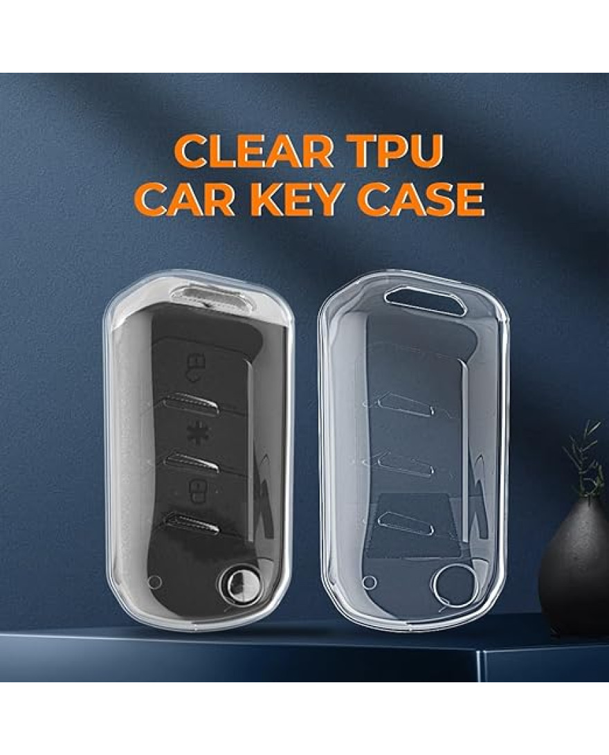 Keycare Clear Transparent TPU Key Cover CL TP 09 | Compatible with Bolero, Marazzo, Scorpio, Thar, XUV300, XUV700r