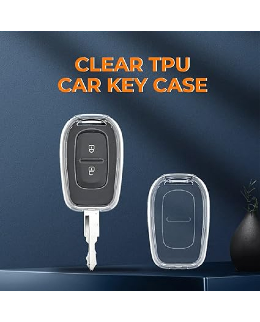 Keycare Clear Transparent TPU Key Cover CL TP 17 | Compatible with Duster, Kiger, Kwid, Triber