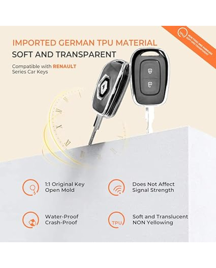 Keycare Clear Transparent TPU Key Cover CL TP 17 | Compatible with Duster, Kiger, Kwid, Triber