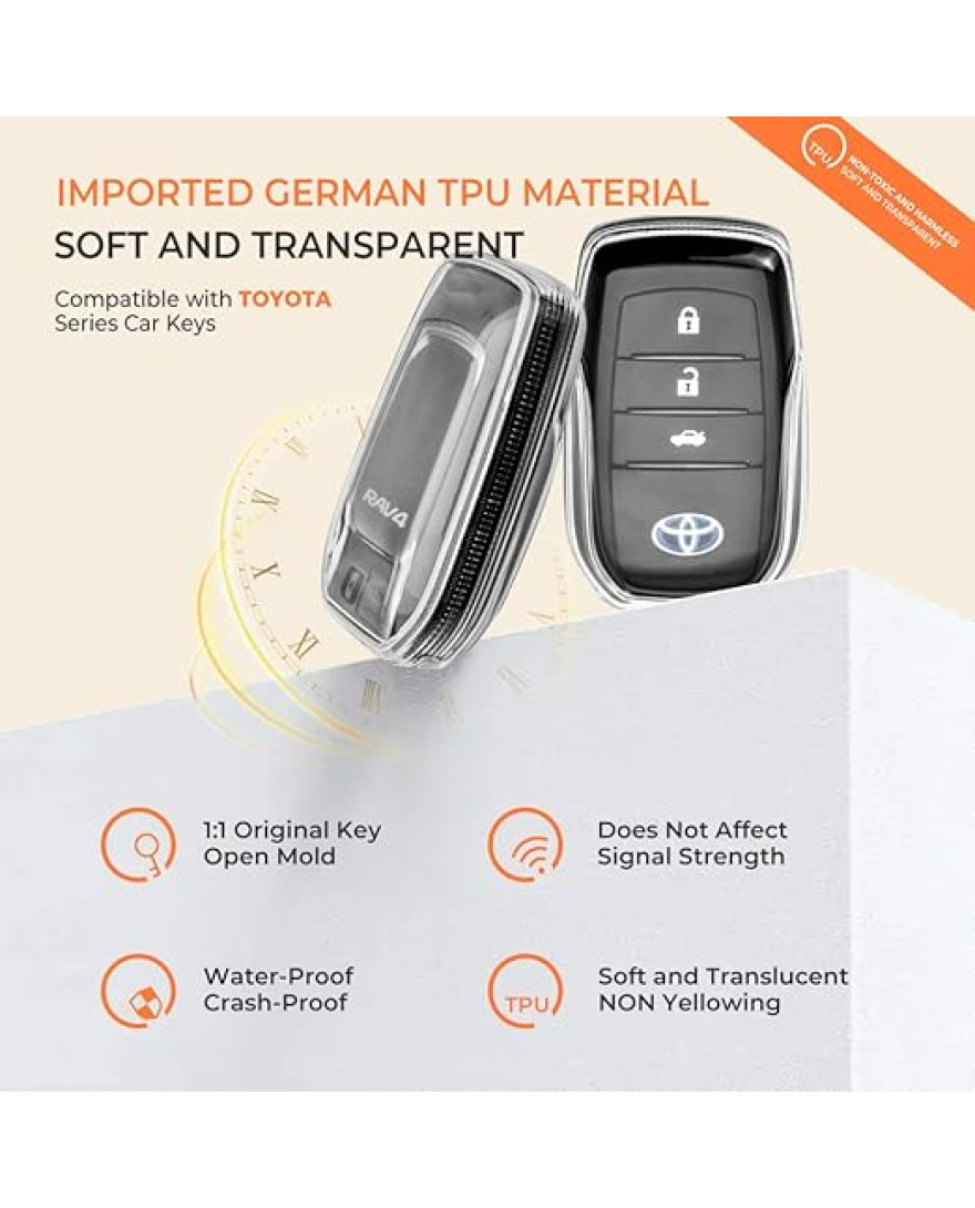 Keycare Clear Transparent TPU Key Cover CL TP 18 | Compatible with Fortuner, Innova