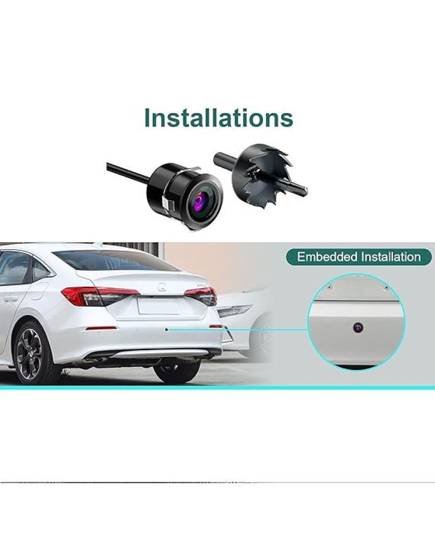 Audio Wheels Reverse Backup AHD Rear View Camera Wide Angle View Universal Car Reverse Camera Waterproof Car Parking Moving Car Reverse Camera only for Car Android Monitors.