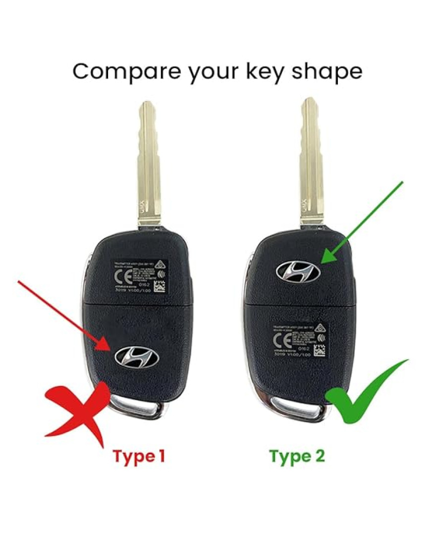 Keycare DE Series Silicon Key Cover DE10 Compatible for Creta, i20 2020, i20 Elite, i20 Active, Grand i10, Aura, Xcent 19 Onwards, Venue 3 Button flip Key | Black