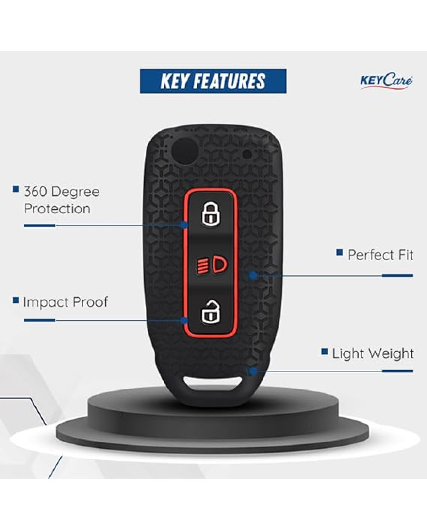 Keycare DE Series Silicon Key Cover DE29 Compatible for Nexon, Harrier, Hexa, Safari Storme, Zest, Bolt, Zica, Tiago, Hexa, Tigor flip Key | Black