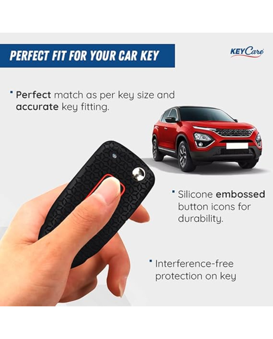 Keycare DE Series Silicon Key Cover DE29 Compatible for Nexon, Harrier, Hexa, Safari Storme, Zest, Bolt, Zica, Tiago, Hexa, Tigor flip Key | Black