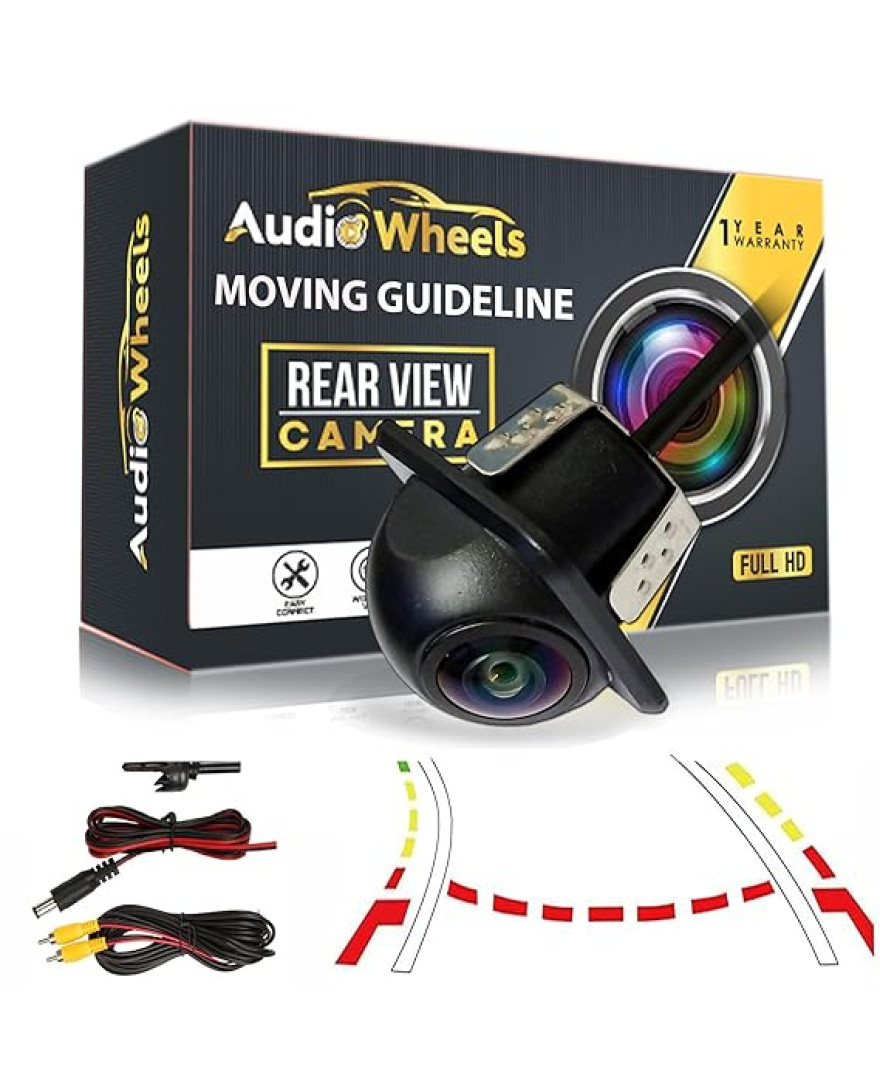 Audio Wheels Dome Fisheye Lens Moving Guide Line Vehicle Backup Waterproof and Night Vision Car Camera Only Work with Android Monitors Head Units Supporting for AHD720-25fps Frame