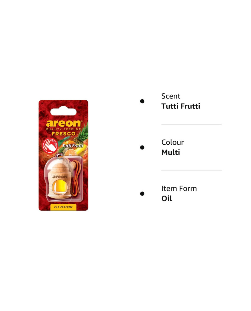 AREON Fresco Tutti Frutti, Car Air Freshener Room Freshener | Long Lasting Fragrance Oil | 4ml | FRTN23