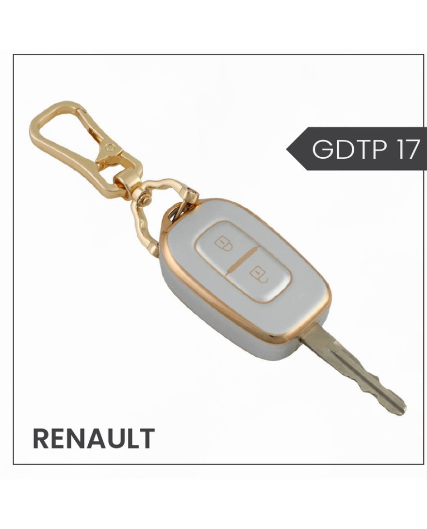 Keyzone Gold Dust TPU key cover And Keychain for Kwid, Duster, Triber, Kiger 2 button remote key | GDTP_17