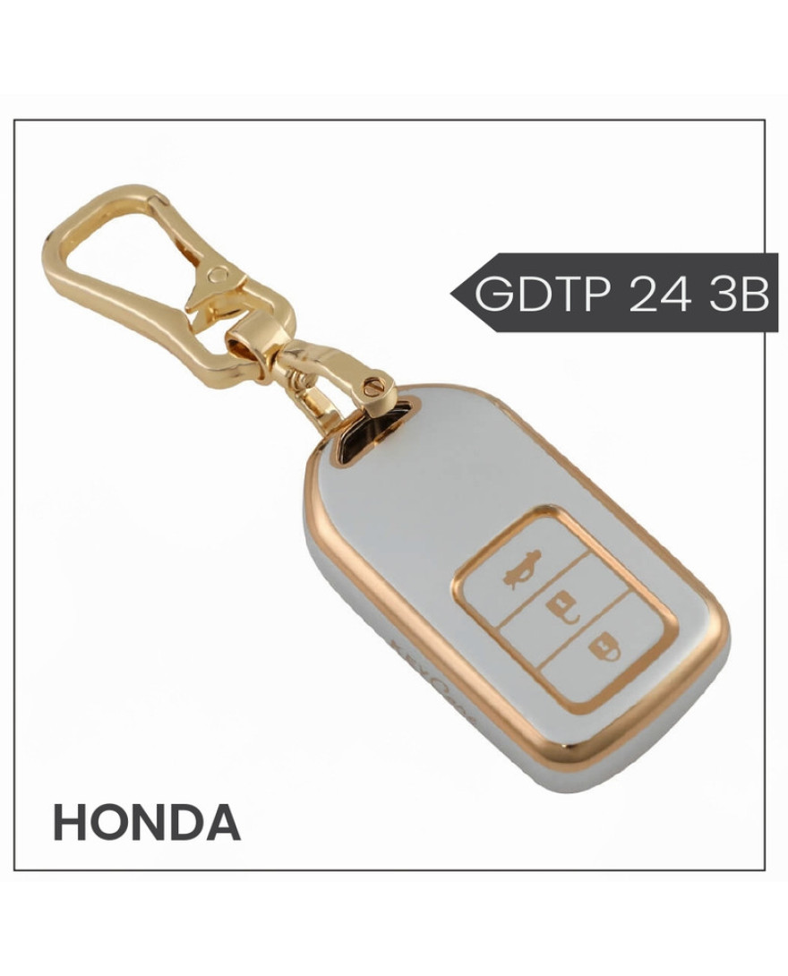 keycare Gold dust TPU key cover for City, Civic, Jazz, Brio, Amaze, Cr-v, Wr-v, Br-v, Mobilio 3B Smart Key | GDTP 24_3B